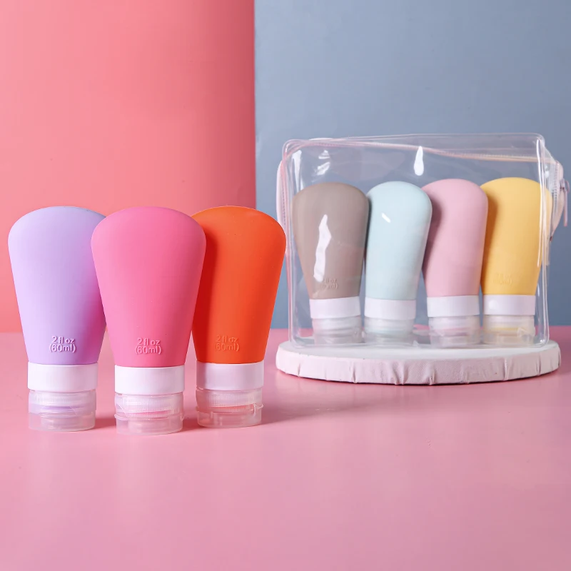 Hot Sale Portable Squeezable 37ml 60ml 89ml Set Toiletry Bottles Travel Kit Silicone Travel Bottles With Lid