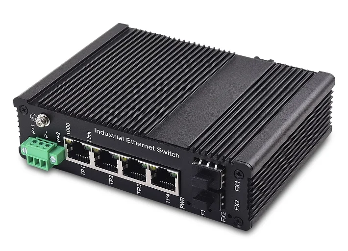 6 port Industrial network switch Unmanaged 10/100/1000M Ethernet poe fiber Switch with 4*10/100/1000Base-TX to 2*1000Base-FX