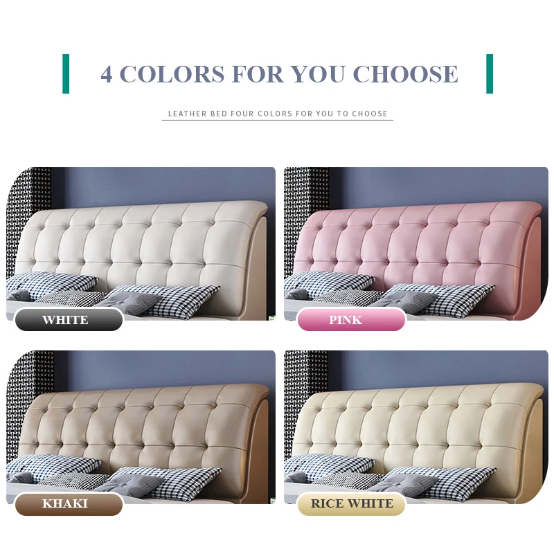 Good quality double with led light with four drawers storage leather bed