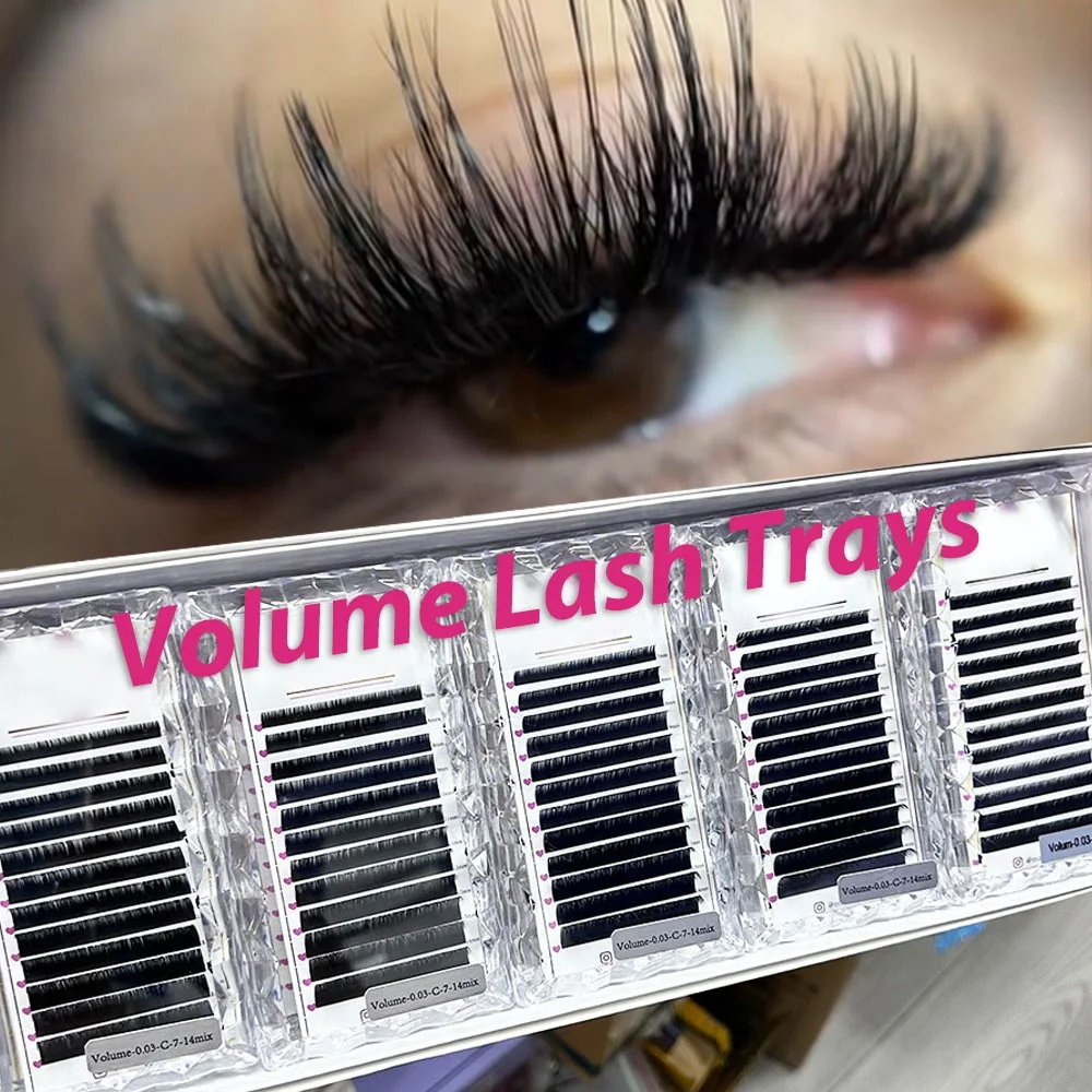 Volume Eyelash Extension Cashmere Vegan/7-15mm 0.03 0.05 0.07 C D  Matte Black /Korean PBT Fiber Volume Lash Extension Trays