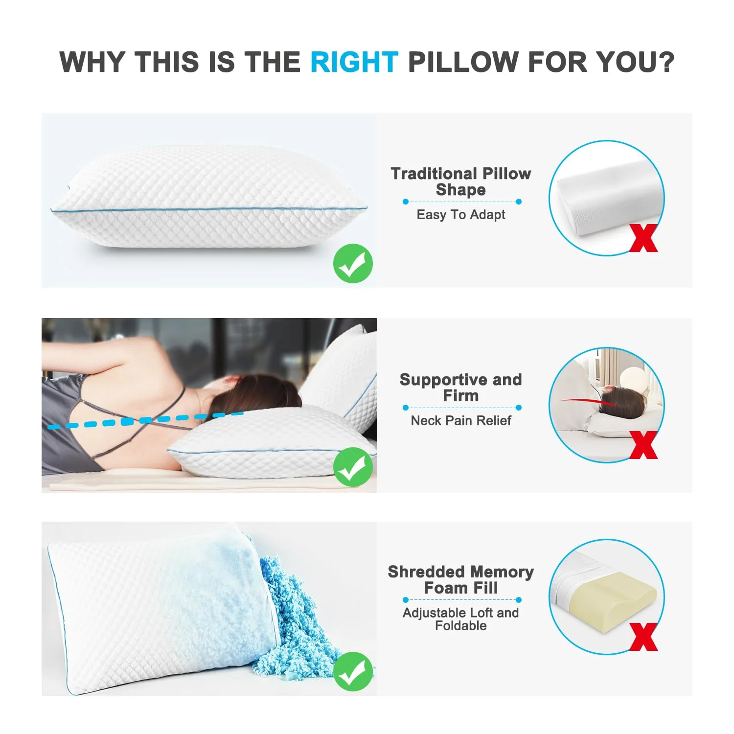 Hot selling high-quality solid washable and removable cover foam pillow with crumbs