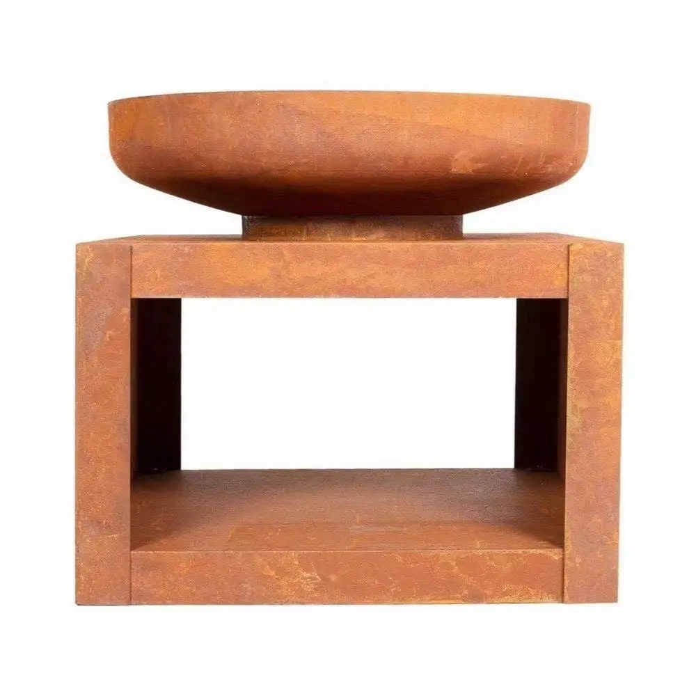Outdoor BBQ Rusty corten steel Indoor/Outdoor Garden fire pit with log store