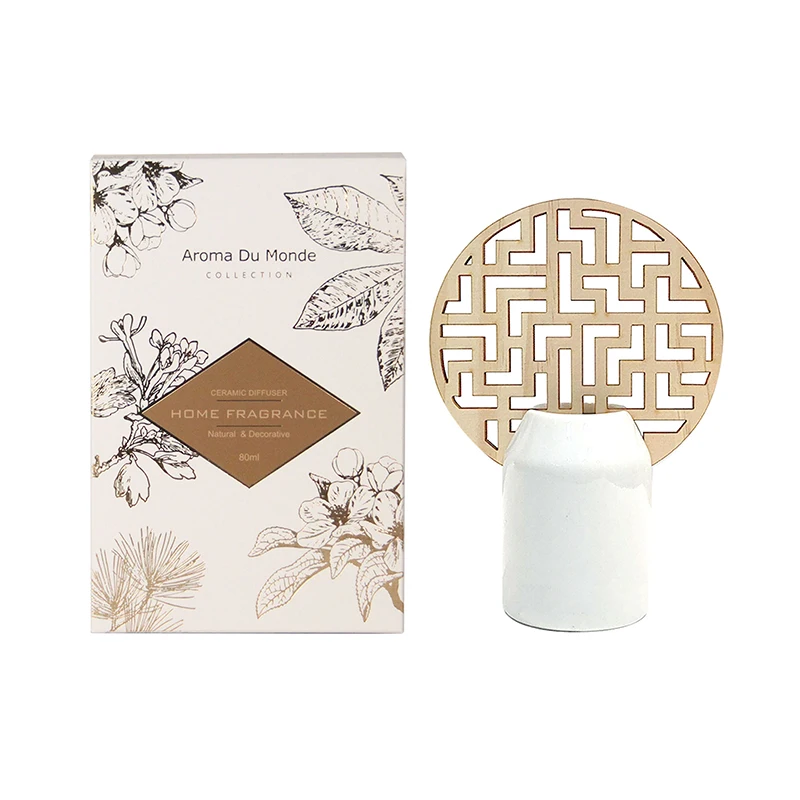 80ml Electroplated white Reed Diffuser Ceramic with wood board for wedding home decoration