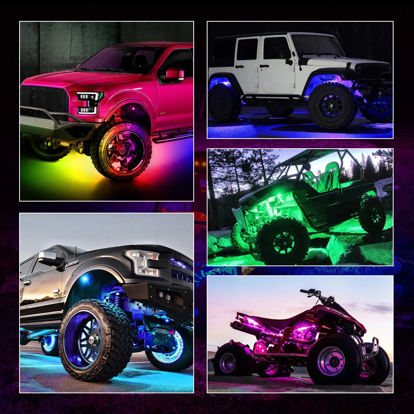 Car Truck 8 Pieces Rock Lights RGBW APP Controller Led RGB Rock Light for Jeep JK RGB Rock Lights