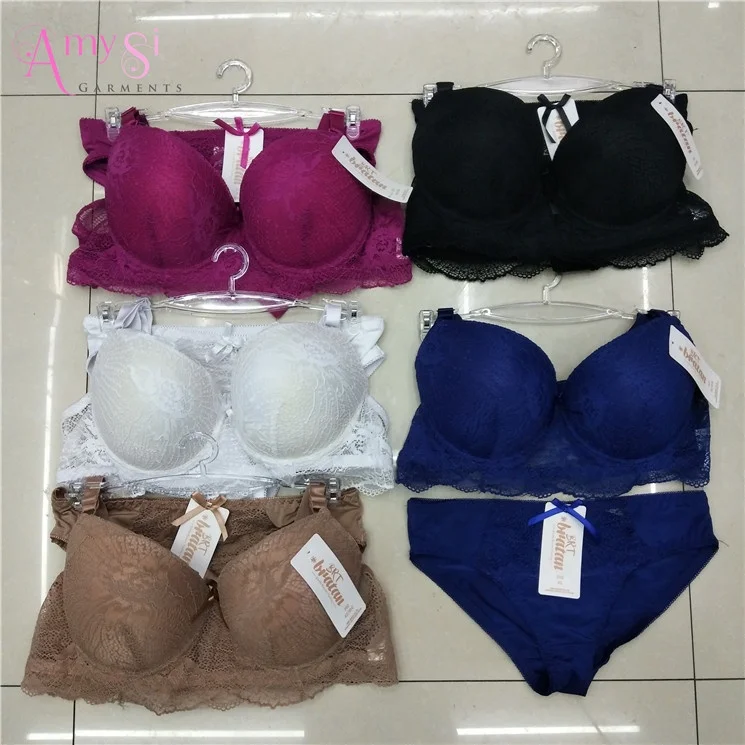 2.6 USD BR220 Yiwu Amysi Garments B C cup mix size 38-44 push up lady panty and bra underwear