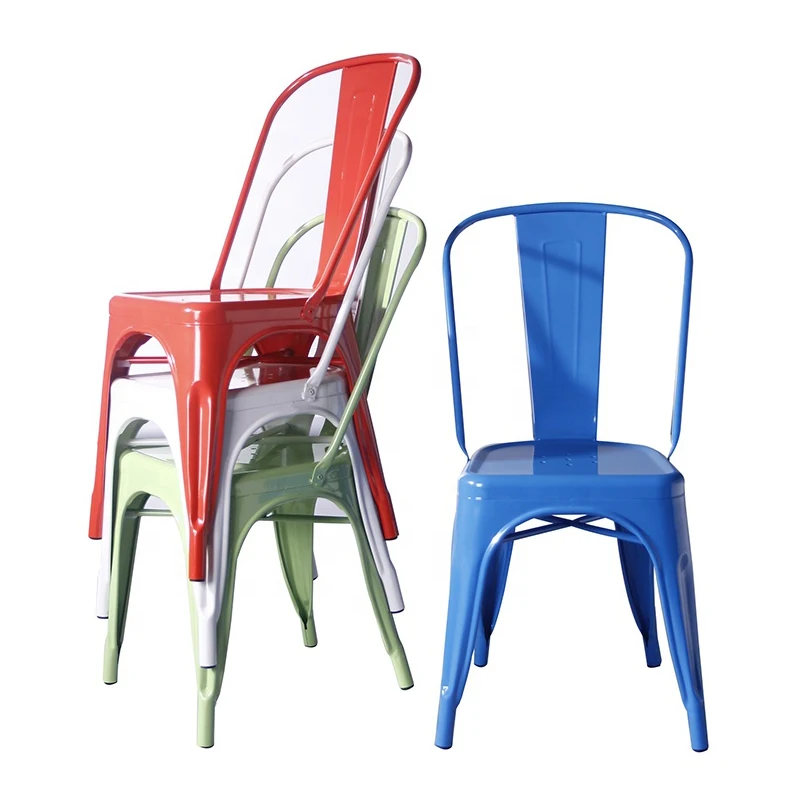 2022 Modern design cheap restaurant furniture stackable metal dining chair coffee shop/bistro/fast food restaurant chairs
