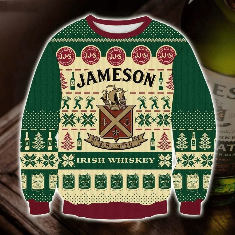 Personalized Jameson Irish Whiskey Christmas Sweater Ugly Christmas Shirt, Xmas Sweater, Ugly Christmas Sweater