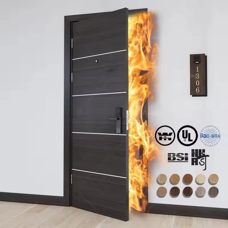 Factory Hot Sales BS/EN Certificate 20 30 45 60 90 Minute Wooden Fire Rated Doors For UK 1/2 Hour Fire Rated Door