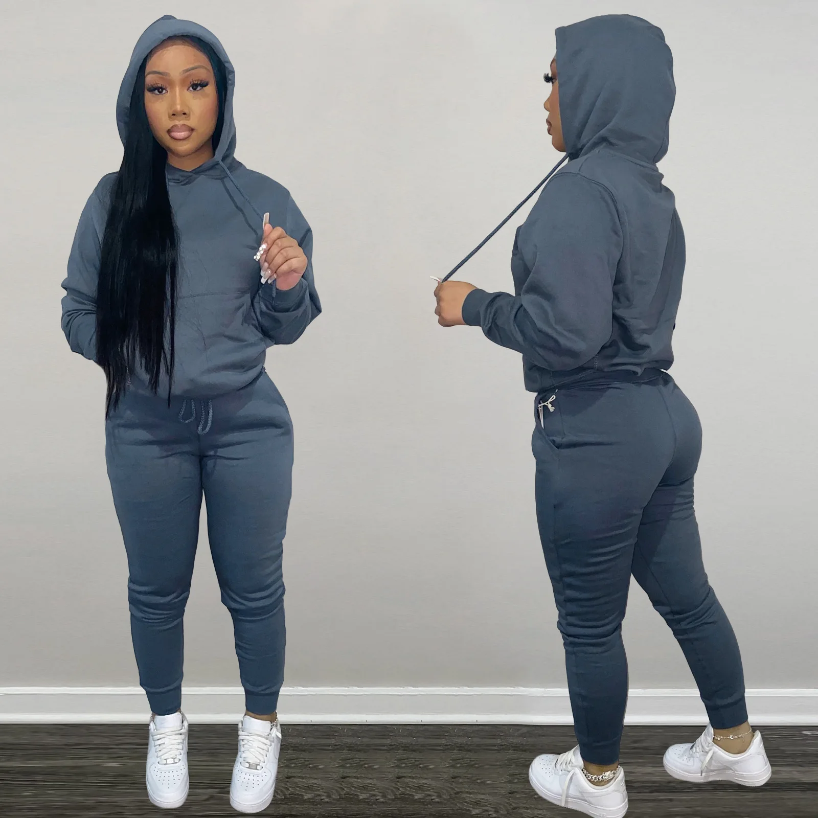 LW8197 - Custom tracksuit jogger pants set 2021 thick sweatsuit women winter clothing 2 piece sets