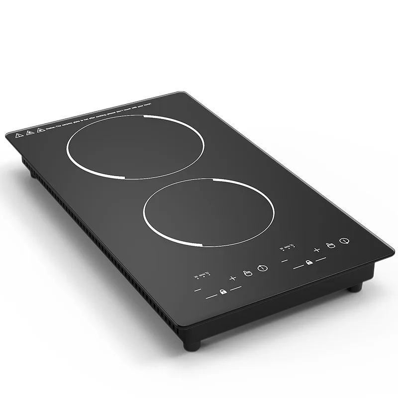 Householder 2 burners build in induction cooker with micro-crystal panel And Symbol touch button and Vertical 110V/220V