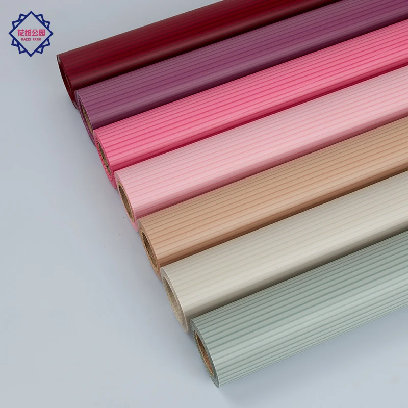 Wholesale Florist Supplies Rose Festival Flower Waterproof Striped Christmas Gift Wrapping Paper