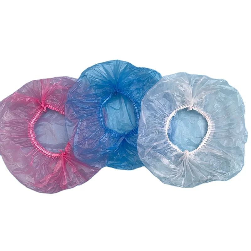 100PCS Custom shower cap for braids for Women PE Disposable Clear cleaning no rinse shampoo cap