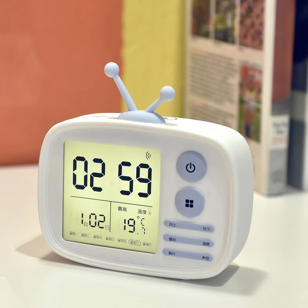 Unbreakable silicone bedside kids digital small electronic cute alarm clock