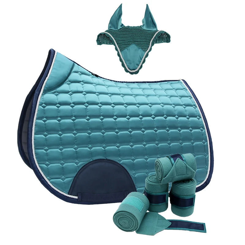 High Quality Horse Riding Products Equine Bandages Fly Crochet Veil English Saddle Pads Set Custom Equestrian Equipment