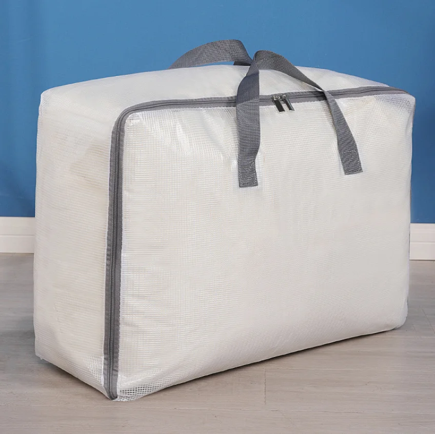 New Item Large  Home Use Closet Portable Foldable Zipper Clothes Quilt Clear PVC Storage Bag With Handle