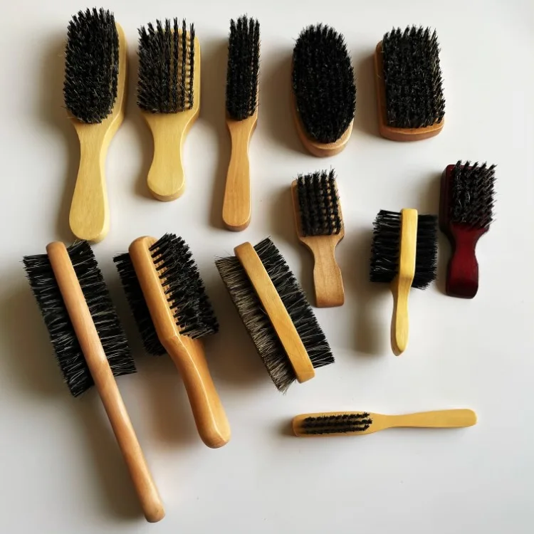 Factory Wholesale Custom Private Logo Natural or Colored Wooden Boar Bristle Hair Brush In Different Size and Hardness