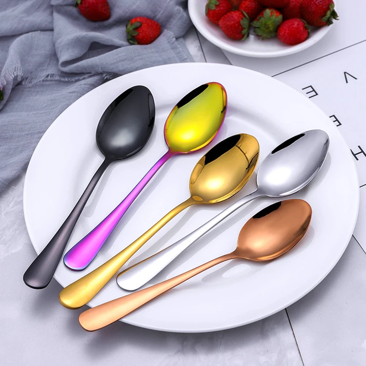 Bright Silver Handle Stainless Steel Cutlery Coffee Spoon Knife And Fork Set