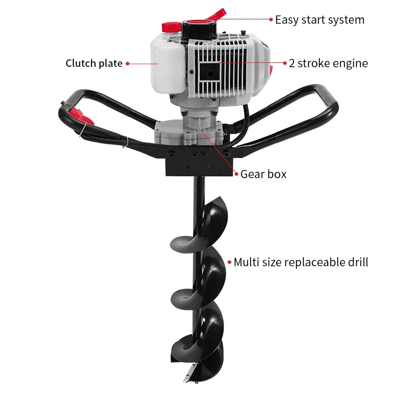 Professional CE cheap 72 cc deep hole drilling machine earth auger