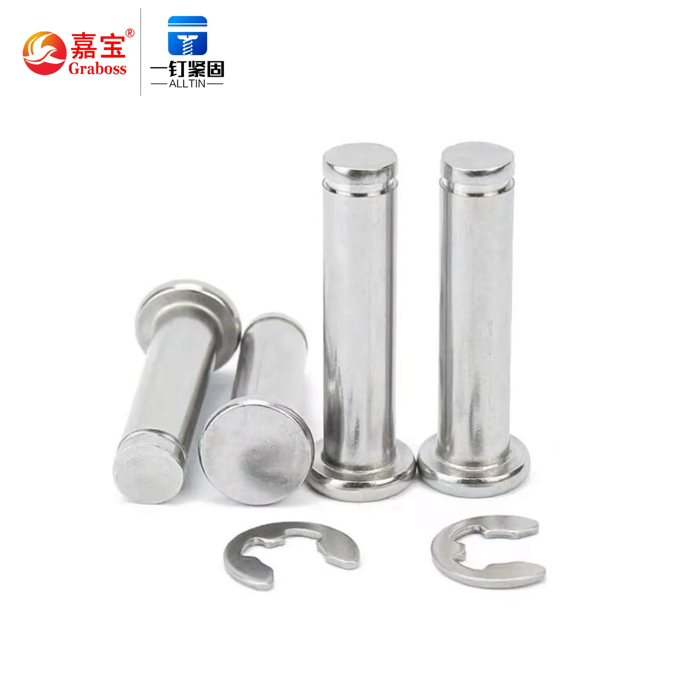 304 Stainless Steel Flat Head Grooved Pin Cylindrical Pin Circlip Positioning Pin M3 M4 M5 M6 M8 M10 M12