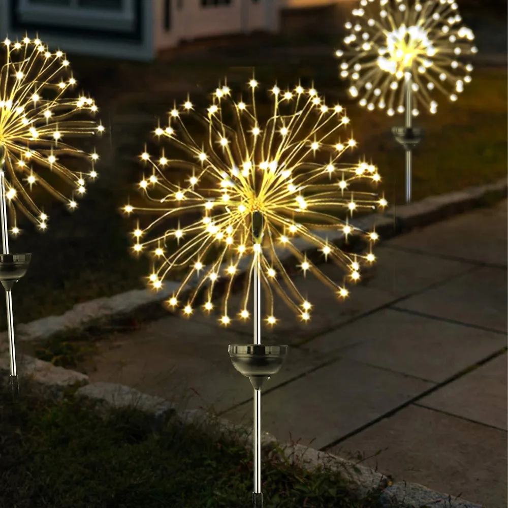 Outdoor Solar Powered 90 120 150 Led Grass Globe Dandelion Fireworks Lamp For Garden Lawn Landscape Lamp Holiday Light