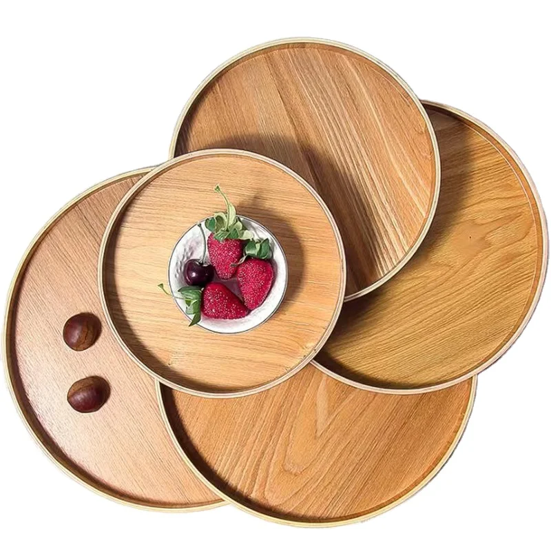 DIY Wooden Decorative Tray for Coffee Table Ottoman Tray Round Ash Wood Coffee Table Serving Tray