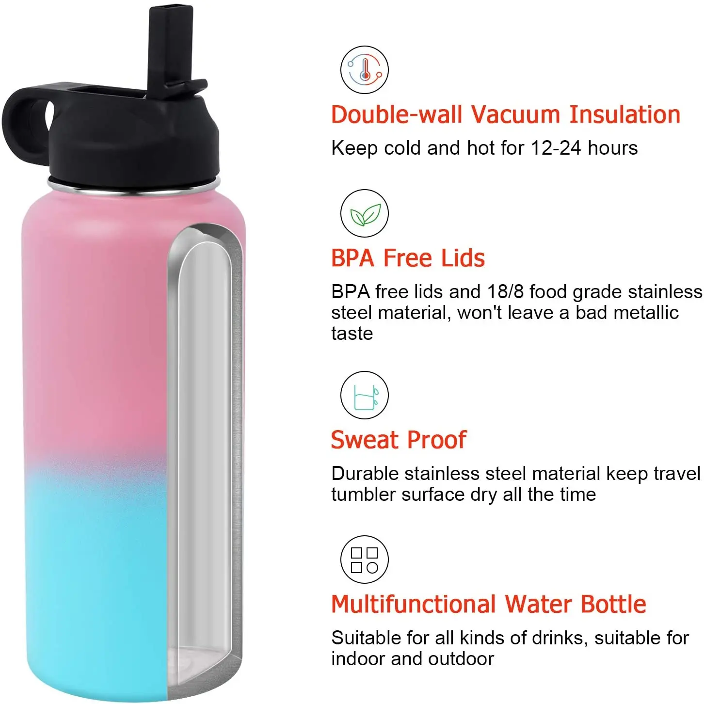 2 liter stainless steel water bottle sport water bottles