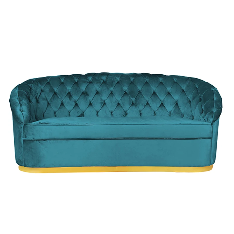 
upholstery fabric Blue Velvet Modern chesterfield Luxury Furniture Sofa Set 
