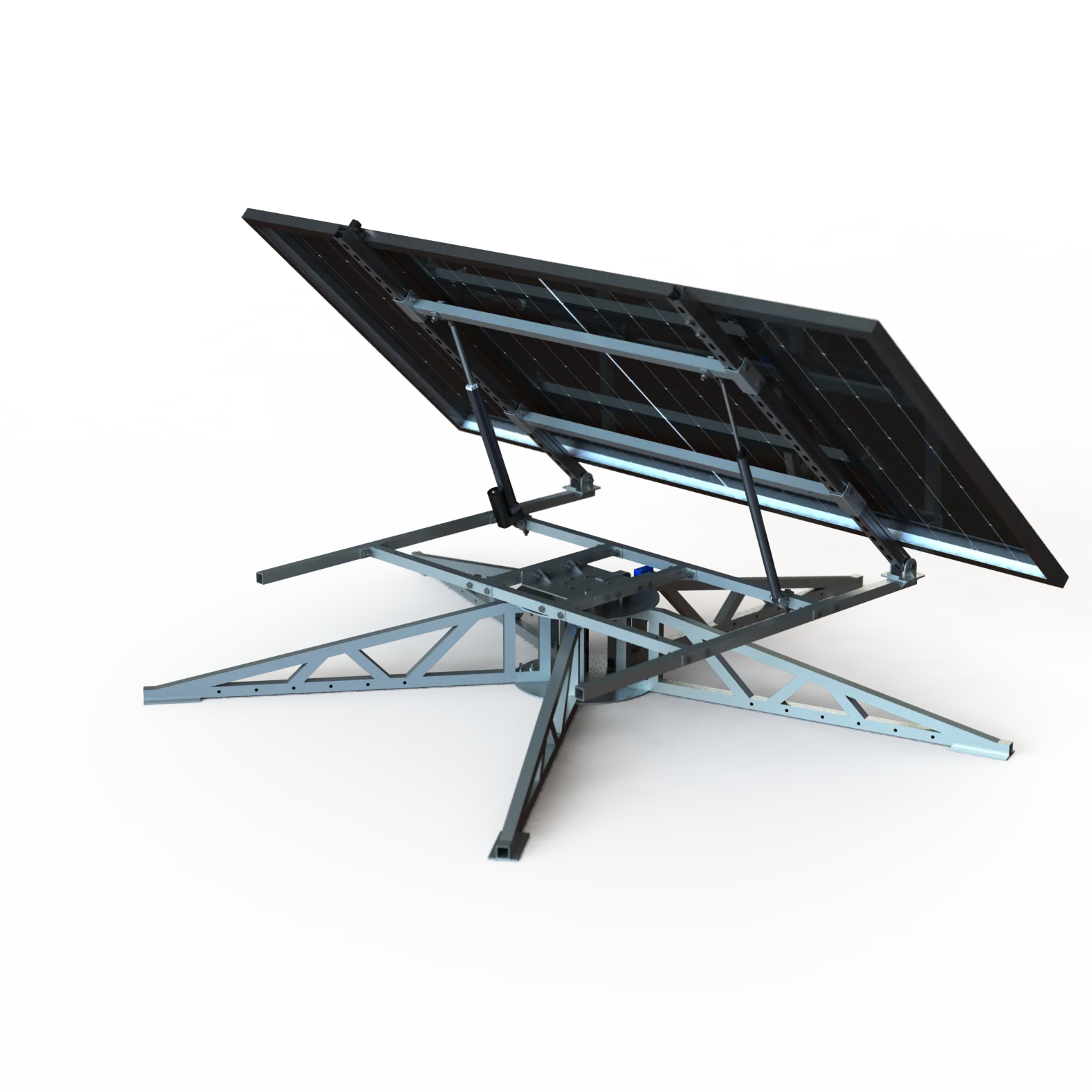 Dual Axis Solar Tracker for Roof Mounting Auto Tracking Sun by Light Sensor Wind Resistance Panel Rack High Efficient