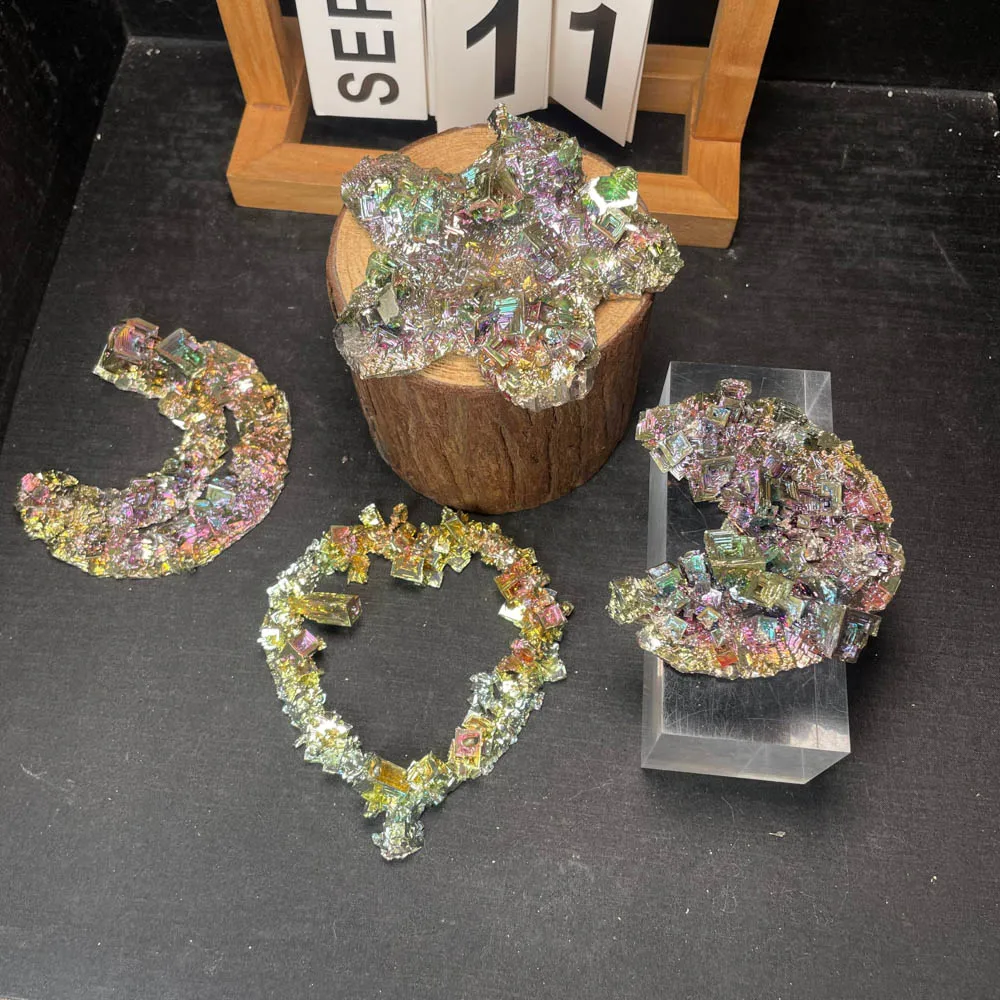 Hot Selling Natural High Quality Metal Ore Colored Bismuth Rough Wind Bismuth Star Moon For Home Decoration