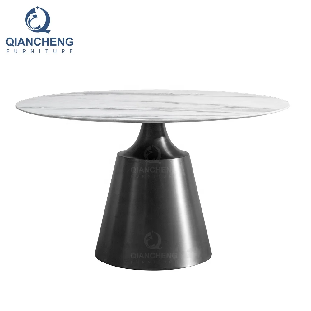 apartment kitchen round dining table set 6 chairs modern restaurant white marble dining table