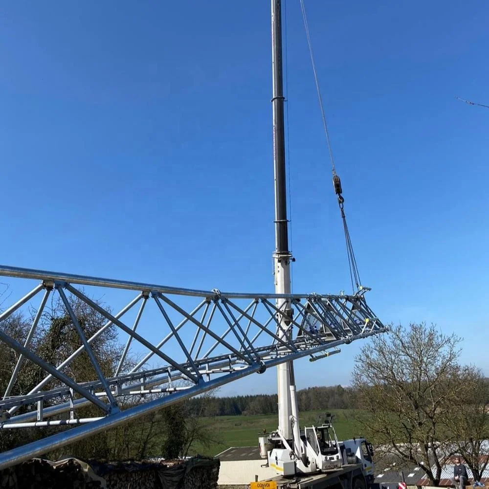 
3 legged tubular telecommunication steel galvanized tower with brackets,fall arrest,aircraft warning light etc accessories 