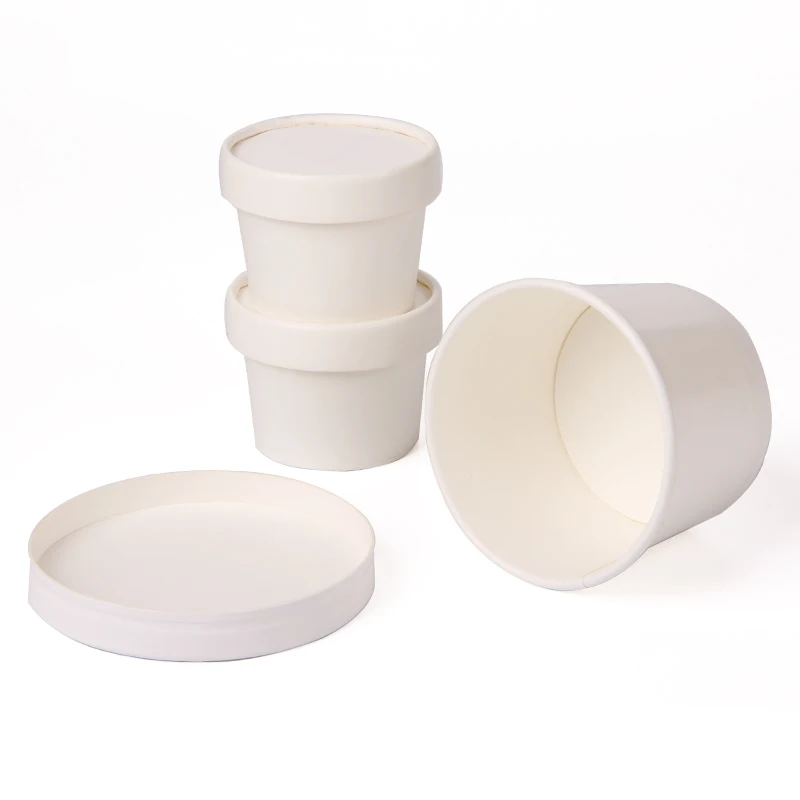 Одноразовый бумажный стаканчик для мороженого с бумажной крышкой, миска для замороженного йогурта 2 унции/4 унции