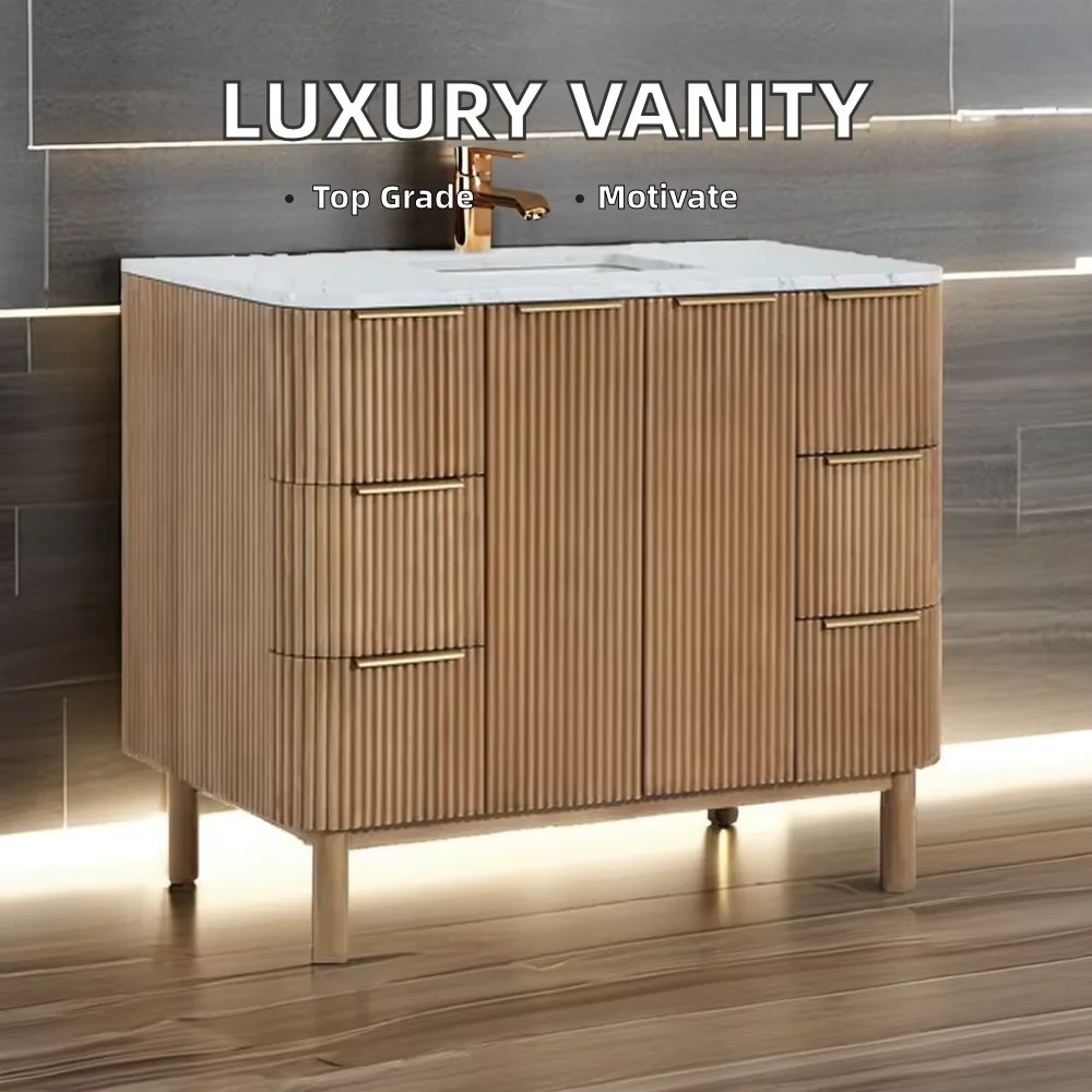 Vietnam Factory Luxury Classic Italian Style Bathroom Furniture Vanity Cabinets Modern Design for Hotels