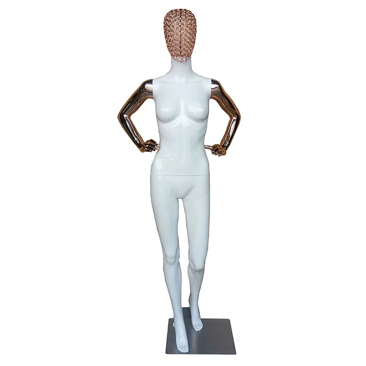 Factory Hot Sale Shop Gold Head White Chrome Mannequins For Sexy Mature Female Dummy