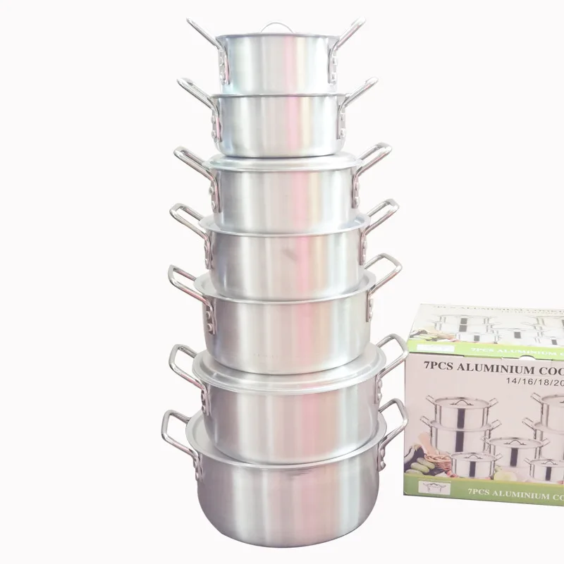 Popular 1 aluminum pot set 14 pieces aluminum soup pot multi-size and large capacity Aluminum Cookware Sets