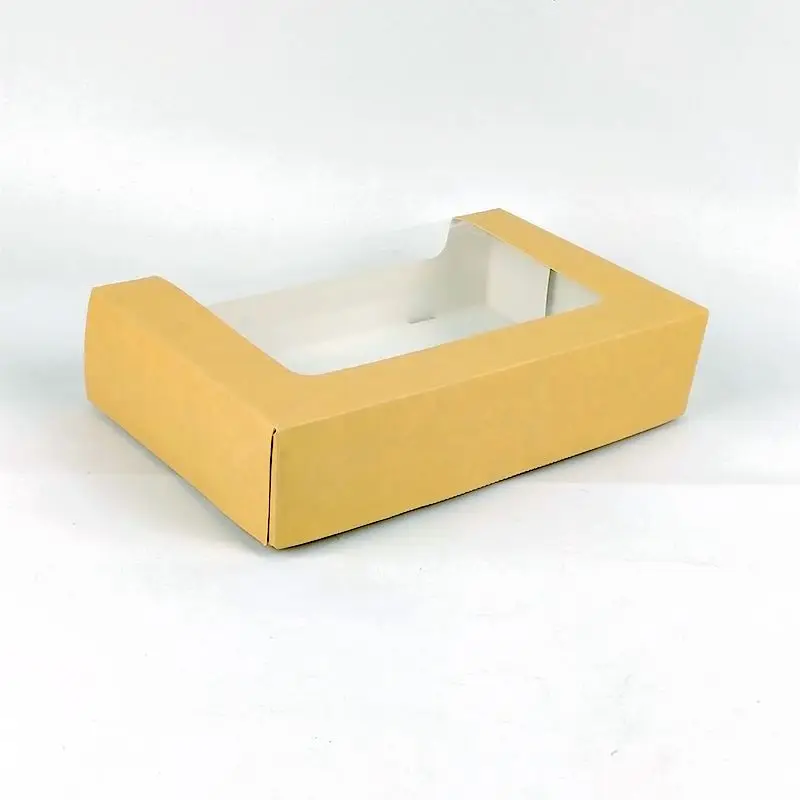 Customized 10 Inch Disposable Kraft Paper Board Square Cake Box with Window for Cupcakes Other Foods Eco-Friendly Packaging