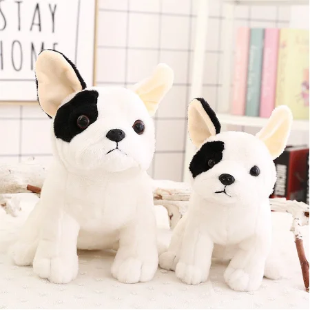 Cute French Bulldog Plush Toy Sitting Pose Mascot Shadows realistic dog