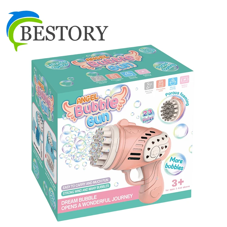 new summer soap water guy toy 23 holes Automatic Bubble Gun electric Shooter Party Air Blowing Bubble Machine