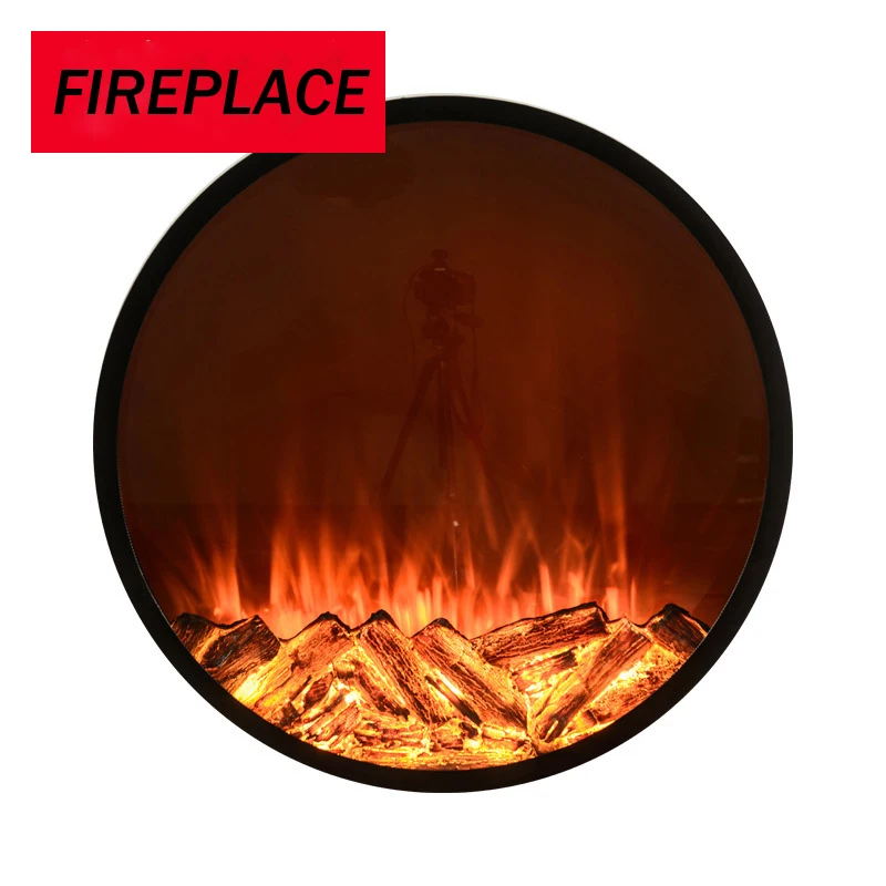 Box LED Bulb Wooden Manufacturers Core Simulation Embedded LED Electronic Fireplace Decorative Round Electric Fireplace Indoor