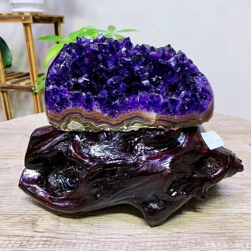 Unique natural crystal stones dark amethyst cluster Uruguay amethyst geode for fengshui decoration