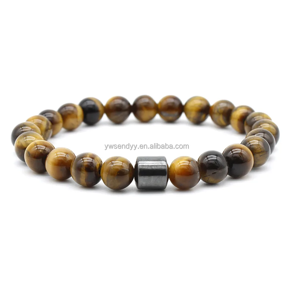 Hot Selling Black Tiger Eye Stone Men Beads Bracelet Beaded Magnetic Hematite Bracelets Bangle jewelry