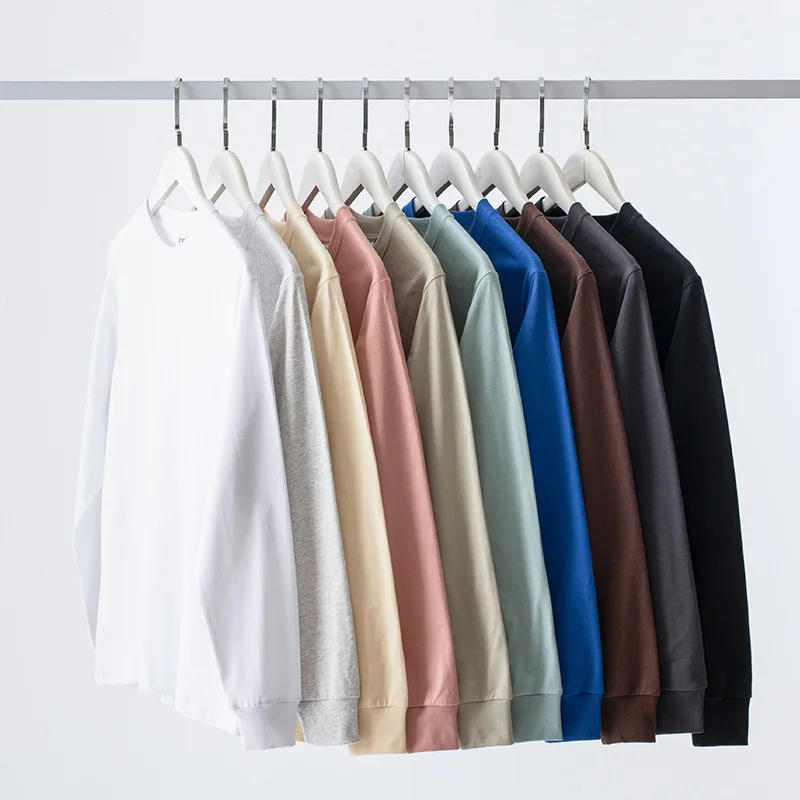 Autumn Winter New Arrival  220g 100% Cotton Plain Woman Sweatshirts Loose Fashion Pullover Plush  Women Crew Neck Sweatshirt
