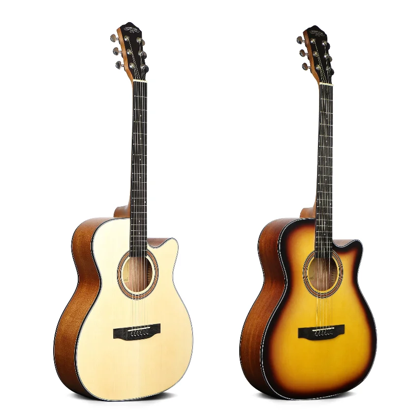 Caravan Music 40 Inch Matte Cutaway Natural Color Acoustic Guitar For Wholesale