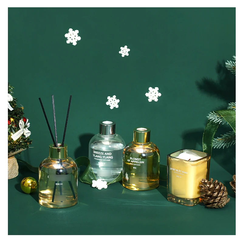 Fragrance Oil glass Jar Pillar Shape Soy Wax Wood Wick Fragrance Candle