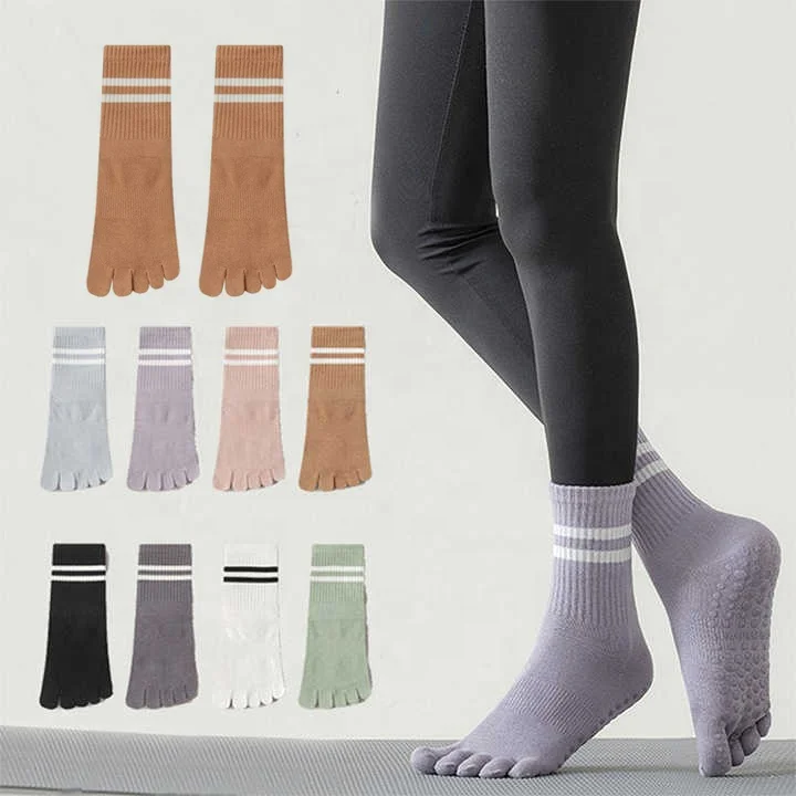 High Quality Five Toe Non-Slip Grip Socks Women Anti Non Slip Pilates Five Finger Yoga Socks