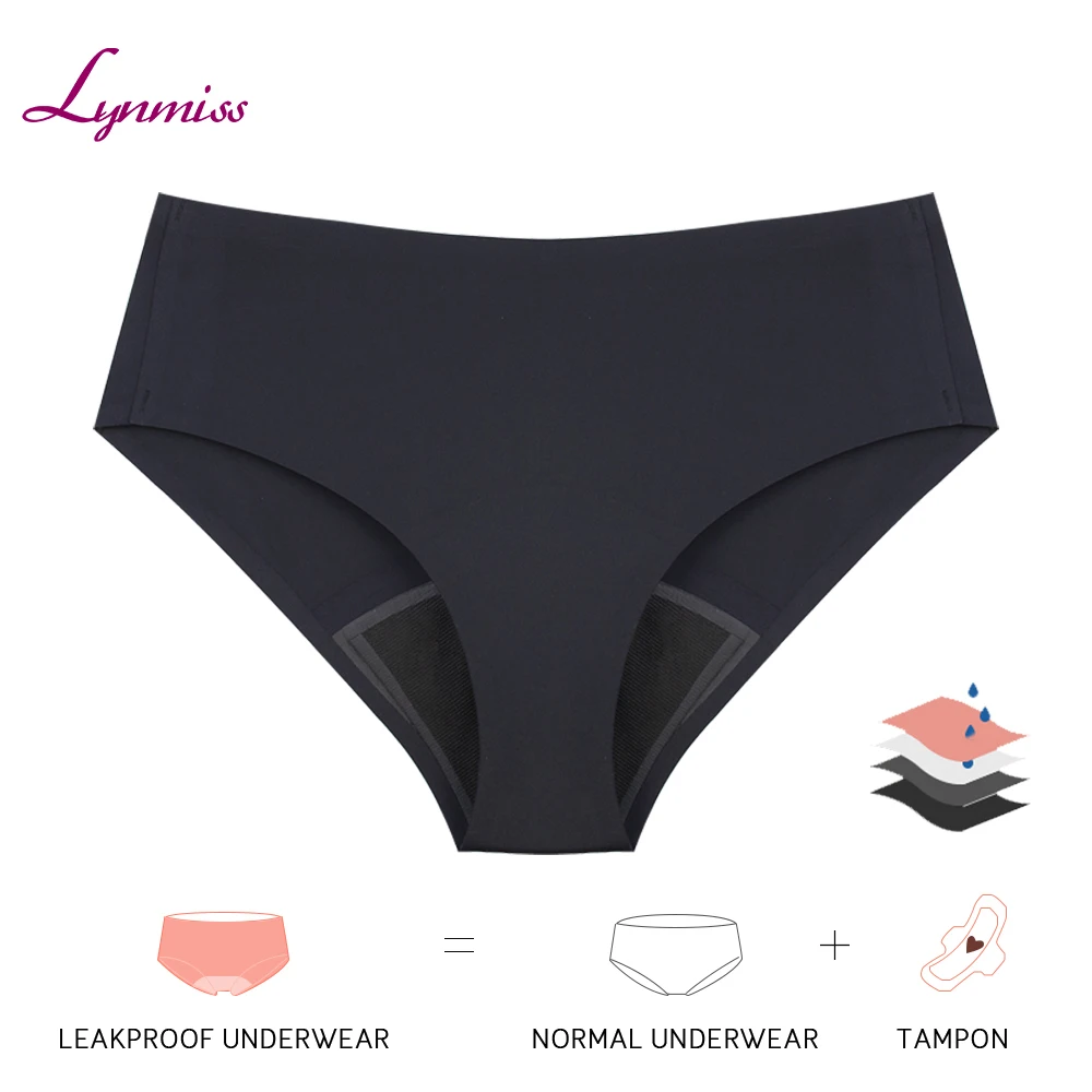 Seamless Period Panties 4 Layer Leakproof Black Menstrual Organic Cotton Period Underwear For Women