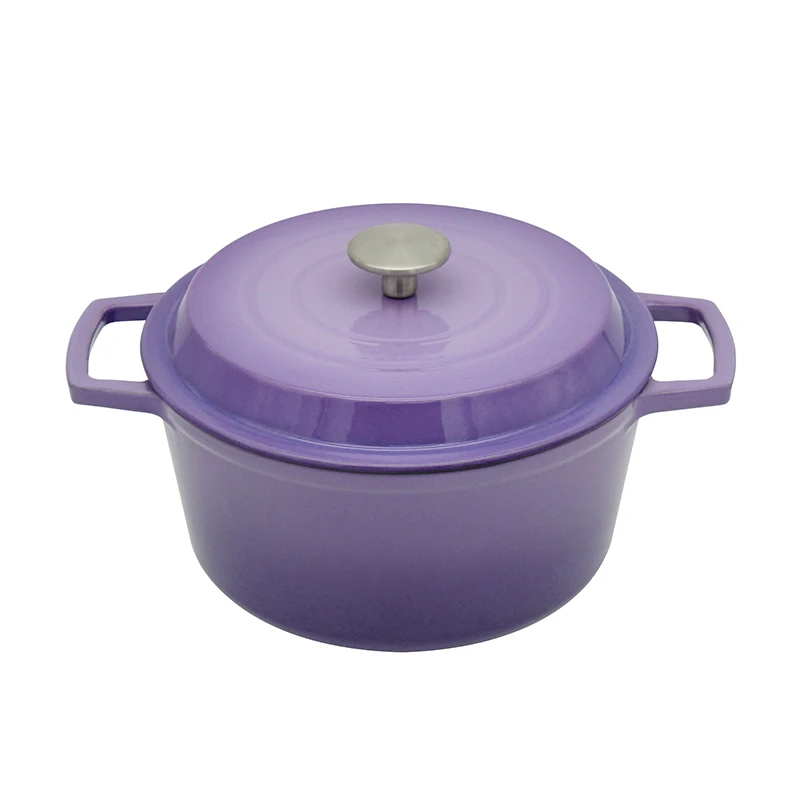 Bright Houseware Purple Cooking Pot Set Customized Cookware Cast Iron Pots and Pans Non-stick Enamel Cast Iron Metal Modern 36cm