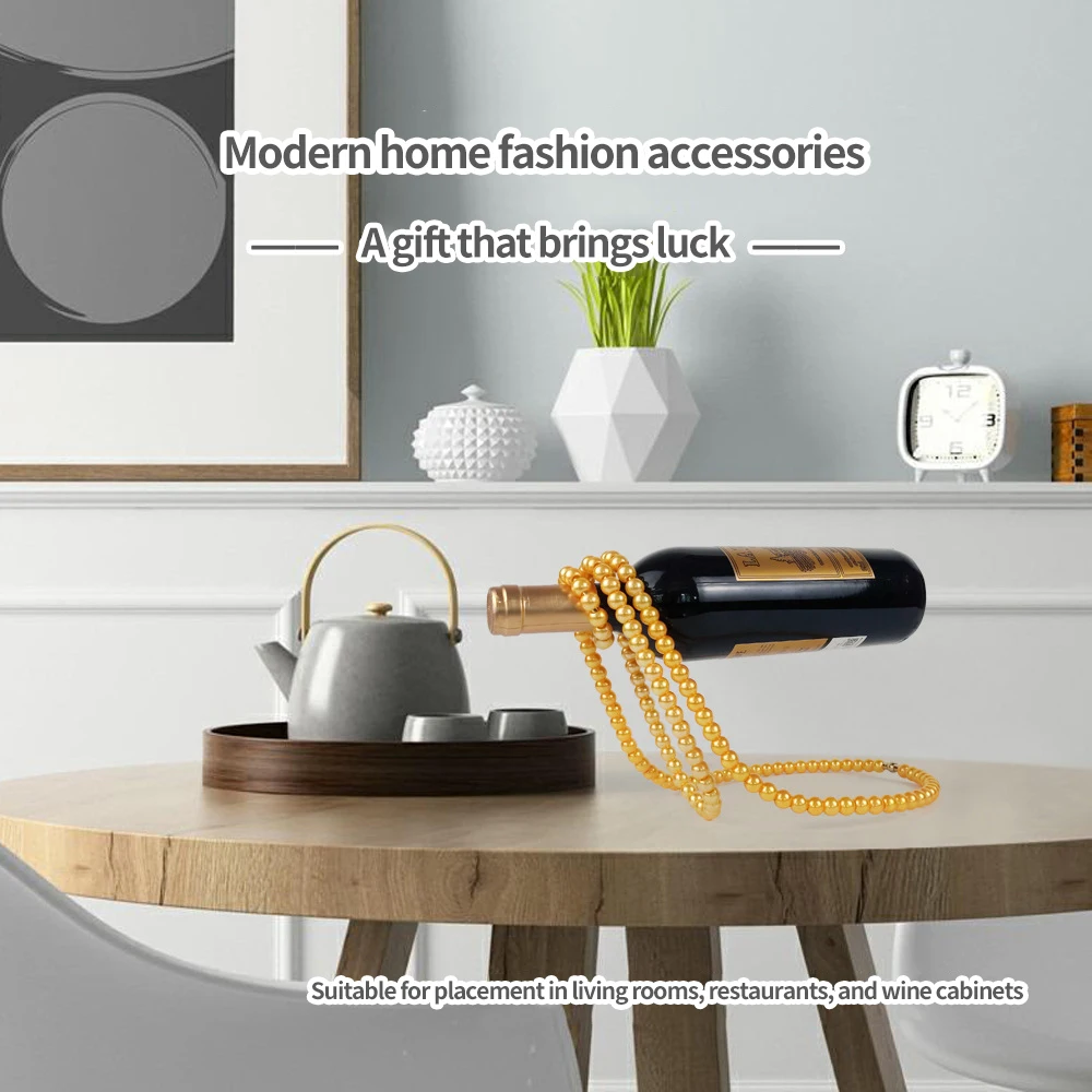 Dining room cellar Bar Magical Suspension pearl Chain Wine Racks Bottle Display Racks Stand Wine Holder