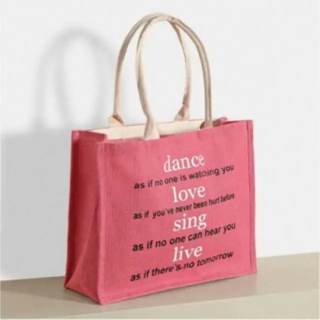 Jute Bags With Rope Handle shopping Kitchen Bag Things Printed Lunch Large size customised logo