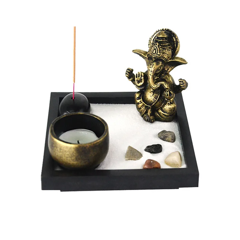 Zen sand table creative decoration set Japanese dry landscape retro resin crafts sitting room desk Decoration Zen Buddha Garden